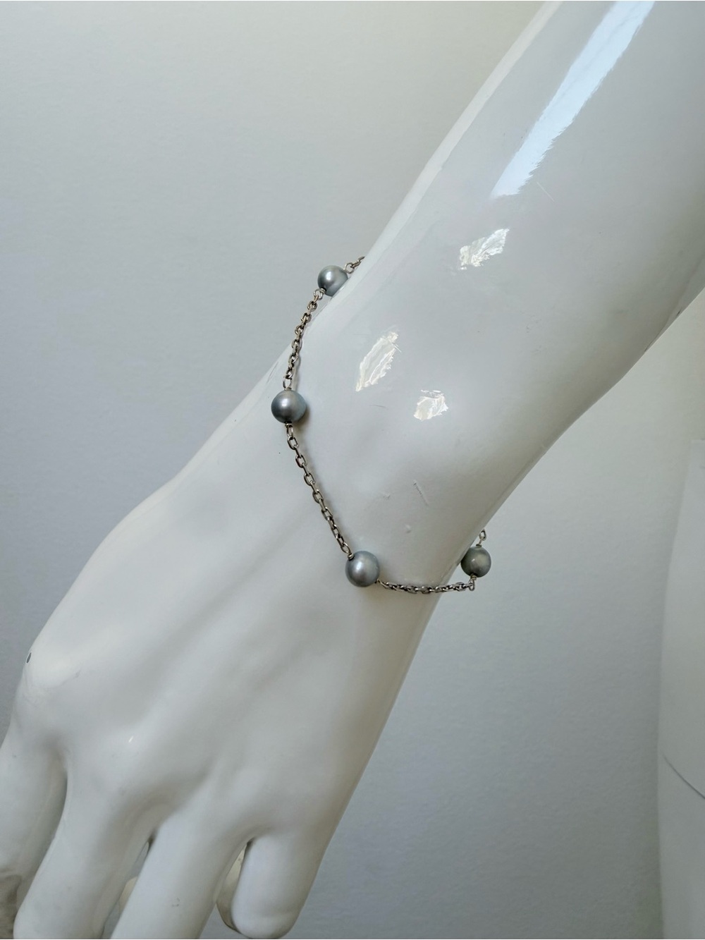 Light Blue Swarovski Pearl station bracelet